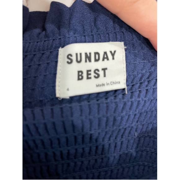 Sunday Best Bambi Mini Dress Babydoll Coquette Ruffle Girly Smocked Blue Size 4 - Picture 6 of 8